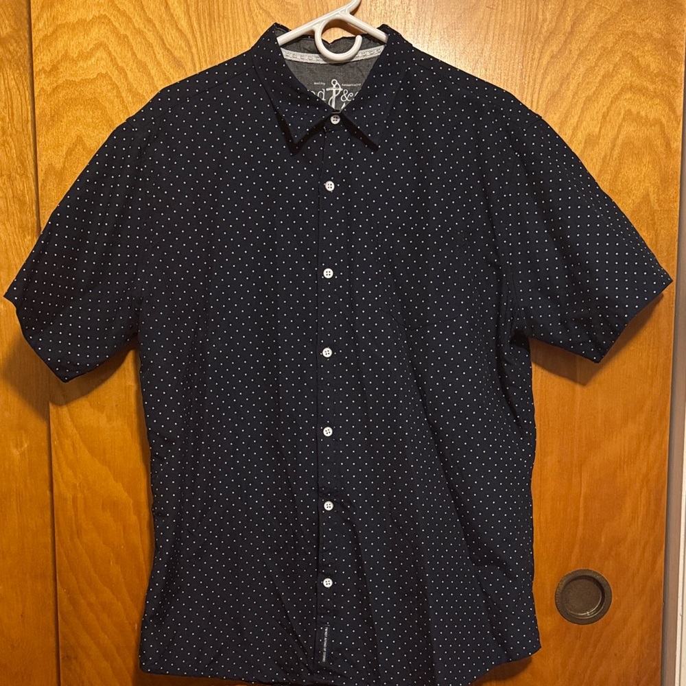 PD&C Men's Navy Polka Dot Shirt